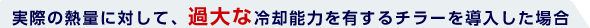 実際の熱量に対して、過大な冷却能力を有するチラーを導入した場合